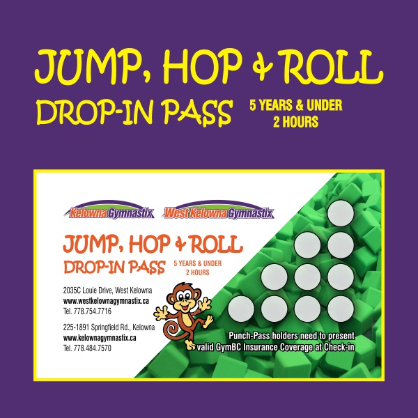 Jump, Hop & Roll 10-Visit Drop-In Pass, up to 5 years, 2 hours